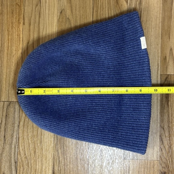Madewell Knit Beanie Hat 100% Merino Wool Blue Cuffed One Size Unisex - Picture 7 of 7
